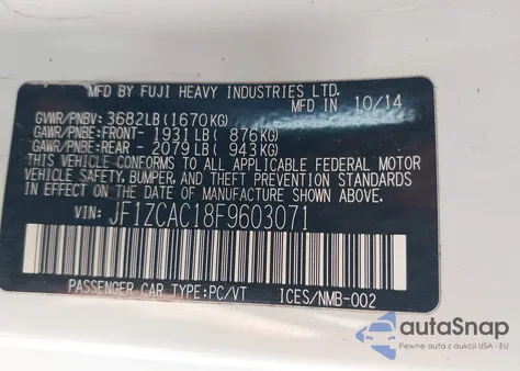 2015 Subaru Brz 2.0 Limited/Blue.series from USA, damaged, VIN JF1ZCAC18F9603071